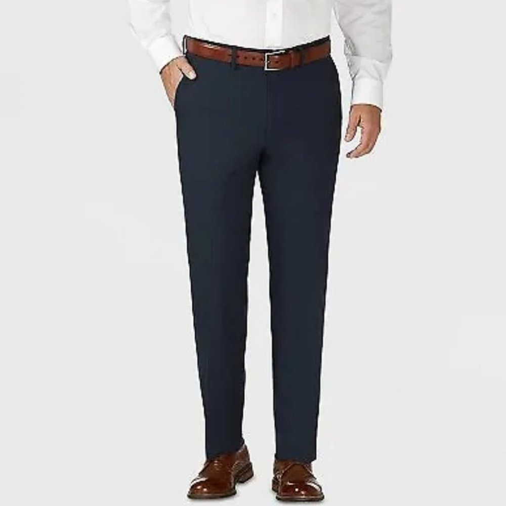 Haggar H26 Men's 34x32 Tailored Fit Premium Stretch Suit Pants - Blue